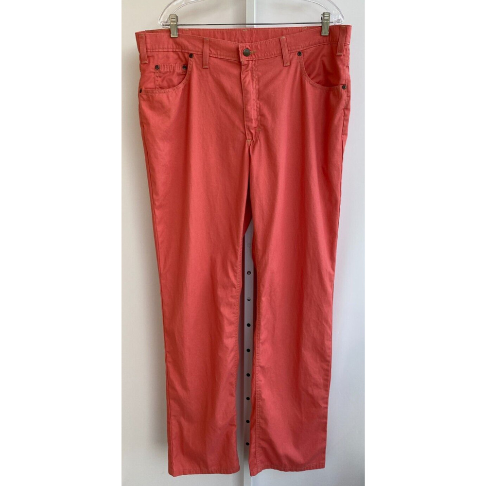 Bills Khakis Pants Made In USA Chinos Flat Front Orangish Pink Mens 38 x 34